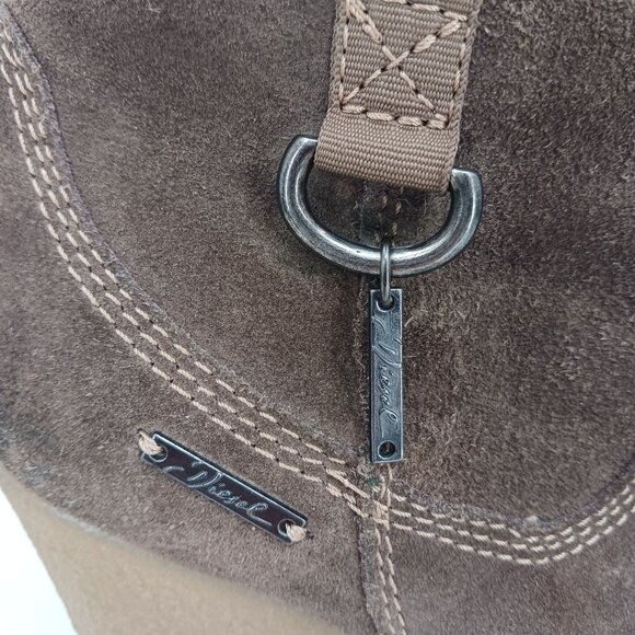 Diesel Unkle Jessy Brown Suede Wedge Ankle Boots Size 39 Platform - Picture 4 of 16